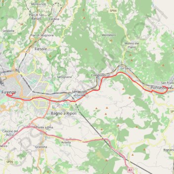 Itinéraire De Pontassieve à Florence, distance, dénivelé, altitude, carte, profil, trace GPS