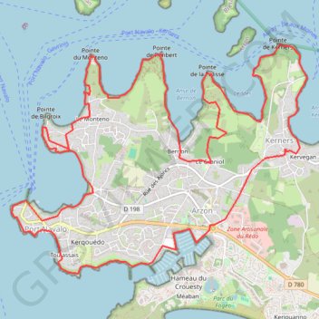 Itinéraire Arzon - Port Navalo, distance, dénivelé, altitude, carte, profil, trace GPS