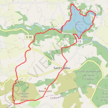 Itinéraire Saint-Cadou et le Lac du Drennec - Sizun, distance, dénivelé, altitude, carte, profil, trace GPS