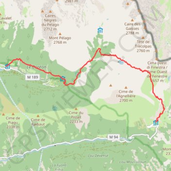 Itinéraire Traversée des Alpes - Étape 28, distance, dénivelé, altitude, carte, profil, trace GPS