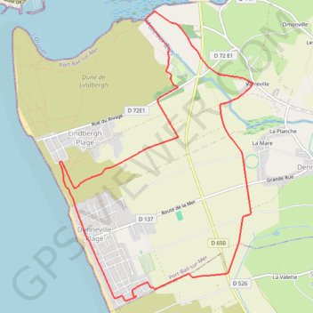 Itinéraire Lindbergh plage, distance, dénivelé, altitude, carte, profil, trace GPS