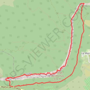 Itinéraire Hortus, distance, dénivelé, altitude, carte, profil, trace GPS