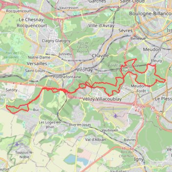 Itinéraire La quarantaine rugissante de Meudon, distance, dénivelé, altitude, carte, profil, trace GPS