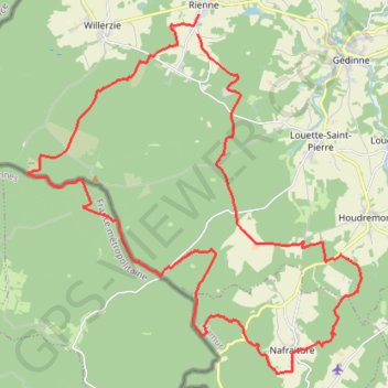 Itinéraire Sortie VTT en boucle entre Rienne et Nafraiture, distance, dénivelé, altitude, carte, profil, trace GPS