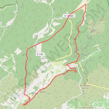 Itinéraire Faille et combe de Lioux, distance, dénivelé, altitude, carte, profil, trace GPS