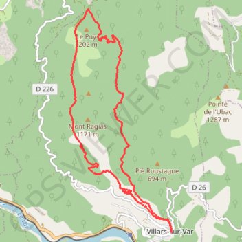 Itinéraire VILLARS SUR VAR, distance, dénivelé, altitude, carte, profil, trace GPS