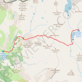 Itinéraire Refuge de la Madone de Fenestre > Refuge de Nice (Via Alpina), distance, dénivelé, altitude, carte, profil, trace GPS