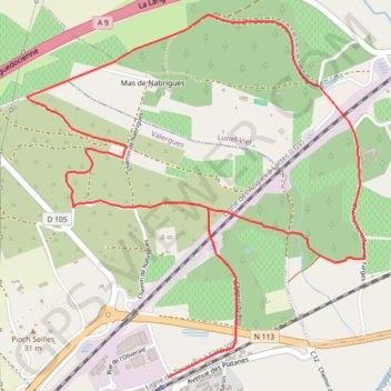 Itinéraire Les hauts de Valergues - Entre bois et garrigues, distance, dénivelé, altitude, carte, profil, trace GPS
