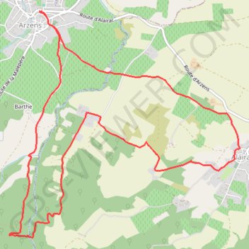 Itinéraire Randonnée entre Arzens et Alairac, distance, dénivelé, altitude, carte, profil, trace GPS