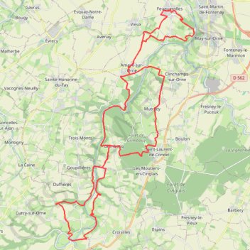 Itinéraire Rando à Feuguerolles, distance, dénivelé, altitude, carte, profil, trace GPS