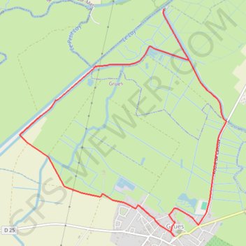 Itinéraire Sentier de la digue en Terre - Grues, distance, dénivelé, altitude, carte, profil, trace GPS