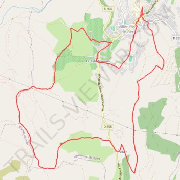 Itinéraire Piste villeneuve, distance, dénivelé, altitude, carte, profil, trace GPS