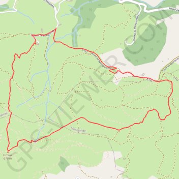 Itinéraire Mont Ursuya par le versant Est depuis la ferme Garatekoborda, distance, dénivelé, altitude, carte, profil, trace GPS