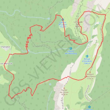 Itinéraire La Grande Sure par le Pas de Lorzier, retour par les Pierres Droites, distance, dénivelé, altitude, carte, profil, trace GPS