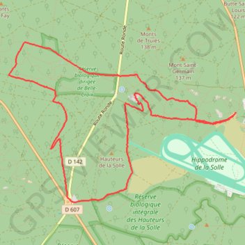 Itinéraire Fontainebleau Marche à pied, distance, dénivelé, altitude, carte, profil, trace GPS