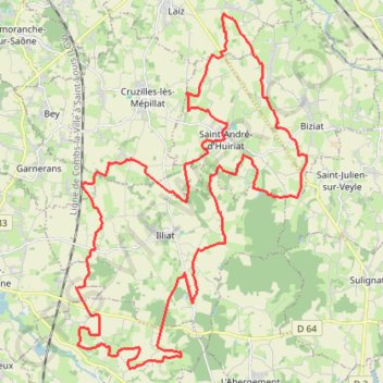Itinéraire Saint-André-d'Huiriat, distance, dénivelé, altitude, carte, profil, trace GPS