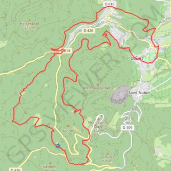 Itinéraire Au départ d'Ottrott, distance, dénivelé, altitude, carte, profil, trace GPS