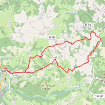 Itinéraire L'éperon de la vallée de la Creuse - Glénic, distance, dénivelé, altitude, carte, profil, trace GPS