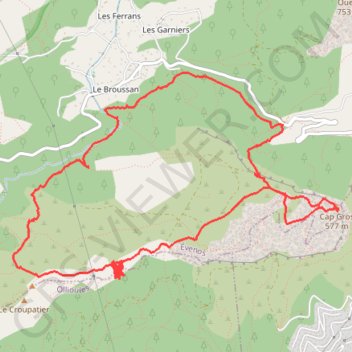 Itinéraire Cap gros ,la grotte du croupatier, distance, dénivelé, altitude, carte, profil, trace GPS