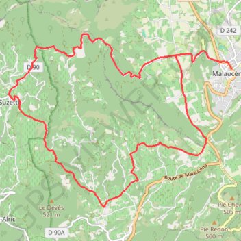Itinéraire Entre Ventoux et Dentelles - Malaucène, distance, dénivelé, altitude, carte, profil, trace GPS