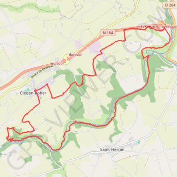 Itinéraire Cléden Poher et le canal de Nantes à Brest, distance, dénivelé, altitude, carte, profil, trace GPS