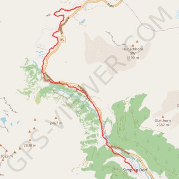 Itinéraire Rando vers le Simplon, distance, dénivelé, altitude, carte, profil, trace GPS
