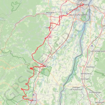 Itinéraire J1 Strasbourg - ColmarV3, distance, dénivelé, altitude, carte, profil, trace GPS