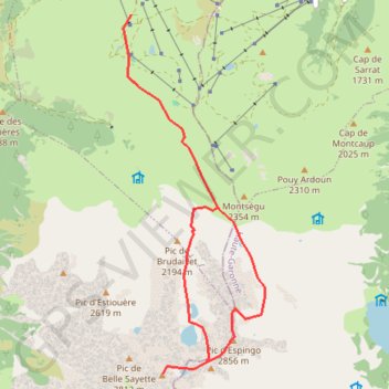 Itinéraire Pic de Hourgade, pic d'Espingo, pic de Nord Nère depuis Peyresourde, distance, dénivelé, altitude, carte, profil, trace GPS