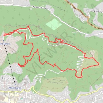 Itinéraire Mont Faron - Toulon, distance, dénivelé, altitude, carte, profil, trace GPS