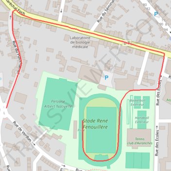 Itinéraire 1.3km Avranches, distance, dénivelé, altitude, carte, profil, trace GPS