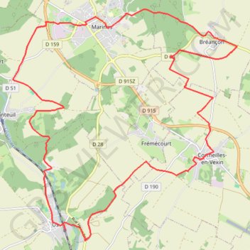Itinéraire De Us à Bréançon en boucle, distance, dénivelé, altitude, carte, profil, trace GPS