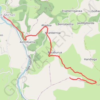 Itinéraire HANDIAMENDI depuis Saint Michel, distance, dénivelé, altitude, carte, profil, trace GPS