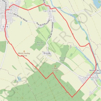 Itinéraire Marche des trois TART (le haut, l'abbaye et le bas), distance, dénivelé, altitude, carte, profil, trace GPS