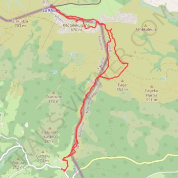 Itinéraire La Rhune depuis le col de Lizuniaga, distance, dénivelé, altitude, carte, profil, trace GPS