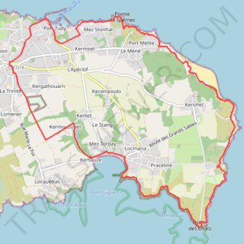 Itinéraire Groix, distance, dénivelé, altitude, carte, profil, trace GPS