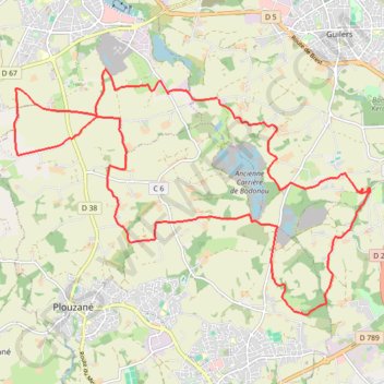 Itinéraire Aux sources de l'Ildut - Guilers, distance, dénivelé, altitude, carte, profil, trace GPS
