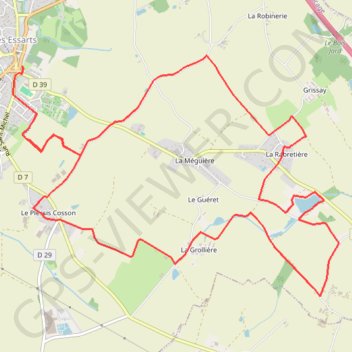 Itinéraire Sentier de la Rabretière - Les Essarts, Essarts en Bocage, distance, dénivelé, altitude, carte, profil, trace GPS