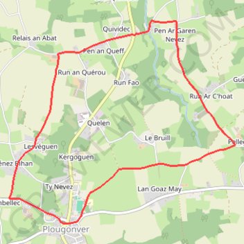 Itinéraire Autour de Plougonver, distance, dénivelé, altitude, carte, profil, trace GPS