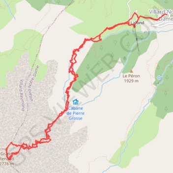 Itinéraire Le Grand Renaud (Ecrins), distance, dénivelé, altitude, carte, profil, trace GPS