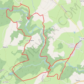 Itinéraire Landogne, distance, dénivelé, altitude, carte, profil, trace GPS