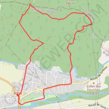 Itinéraire Circuit Vinon-sur-Verdon, distance, dénivelé, altitude, carte, profil, trace GPS