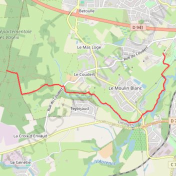 Itinéraire Liaison parc du Mas-Jambost - bois des Vaseix, distance, dénivelé, altitude, carte, profil, trace GPS