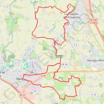 Itinéraire Pacé-la chapelle des fougerets, distance, dénivelé, altitude, carte, profil, trace GPS