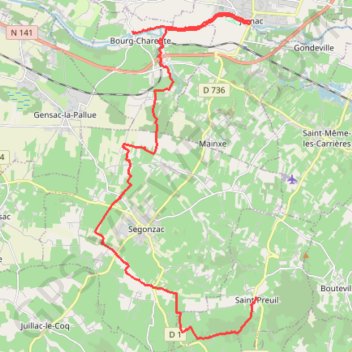 Itinéraire T22.1-Bourg-Charente à Saint-Preuil, distance, dénivelé, altitude, carte, profil, trace GPS