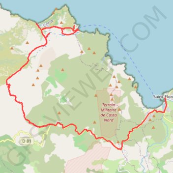 Itinéraire Saint-Florent à la plage de Saleccia, distance, dénivelé, altitude, carte, profil, trace GPS