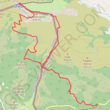 Itinéraire La Rhune depuis la route D406, distance, dénivelé, altitude, carte, profil, trace GPS
