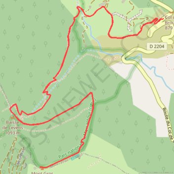 Itinéraire Mont-Gros, distance, dénivelé, altitude, carte, profil, trace GPS
