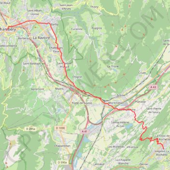 Itinéraire De La Rochette à Chambéry, distance, dénivelé, altitude, carte, profil, trace GPS