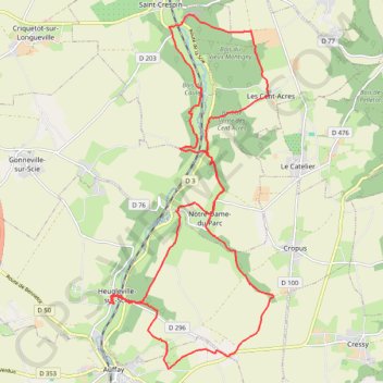 Itinéraire Le Chasse-Marée à Heugleville-sur-Scie, distance, dénivelé, altitude, carte, profil, trace GPS