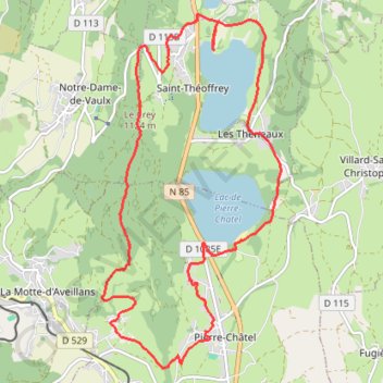 Itinéraire Tour des lacs de Pétichet et Pierre-Châtel, distance, dénivelé, altitude, carte, profil, trace GPS